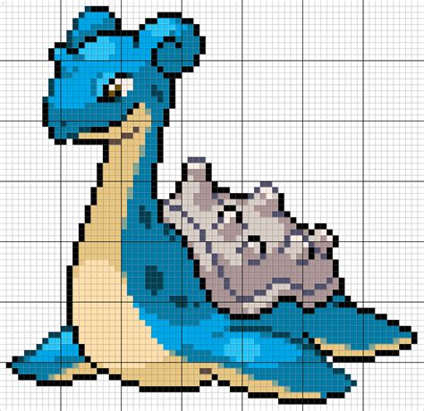 Lapras Pixel Art Pokemon Pokemon Cross Stitch Pixel Art Pattern