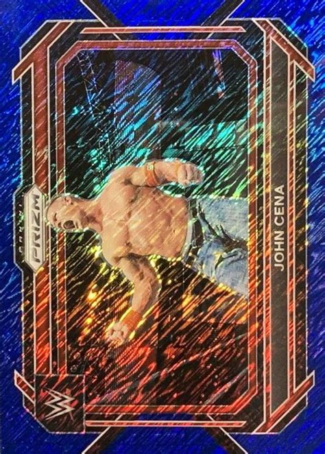 John Cena 2023 Prizm WWE 54 Blue Shimmer 11 Price Guide Sports Card