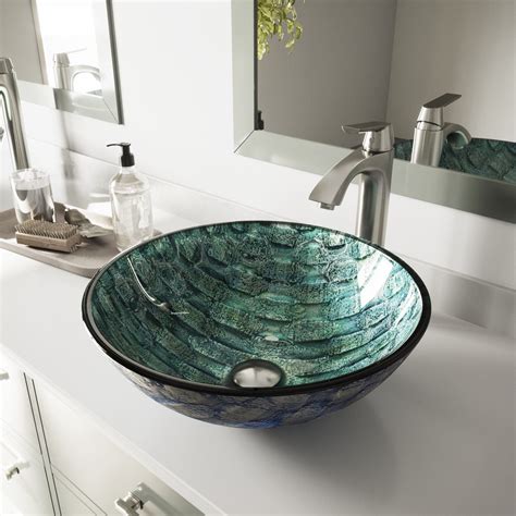 Shop VIGO Oceania Glass Vessel Round Bathroom Sink At Lowes