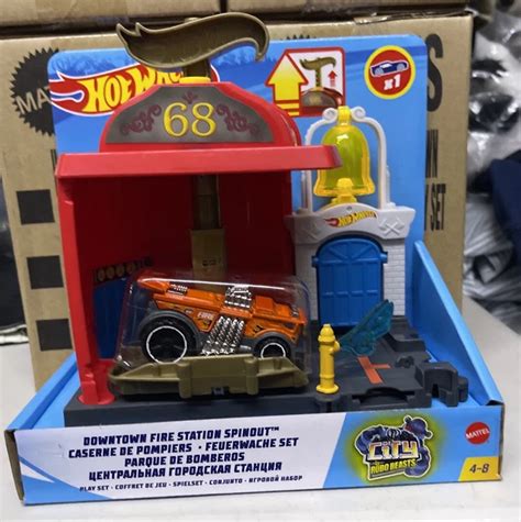 HOT WHEELS DOWNTOWN Fire Station Spinout Playset NEW PicClick UK