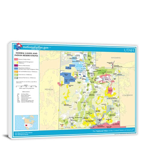 Utah National Atlas Federal Lands And Indian Reservations Map 2022 Canvas Wrap