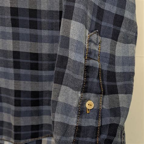 Cremieux Collection Slim Fit Blue Plaid Denim Button Depop