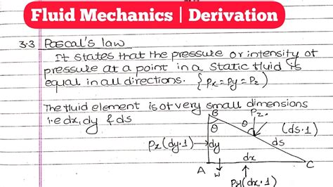 Pascal S Law Derivation Fluid Mechanics Youtube