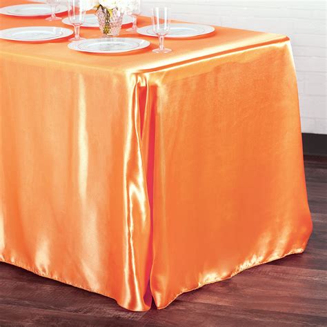 Satin Rectangular 90 X 132 Inch Tablecloth Orange At Cv Linens