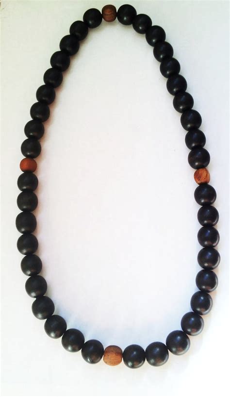 Mens Black Wood Beaded African Necklace The Waseyu No 7