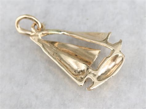 Vintage Yellow Gold Sailboat Pendant