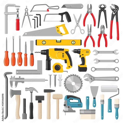 Construction Tool Collection Vector Color Illustration Stock Vector Adobe Stock