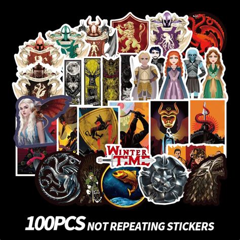 100pcs Cartoon Stickers Game Of Thrones Stickers TV Series For Luggage ...