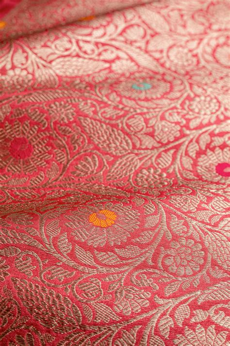 HANDWOVEN CARROT PINK SILK FABRIC – Gulati Editions