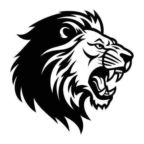 Ferocious Lion Angry Lion Face Side Lion Mascot Logo Lion Black And