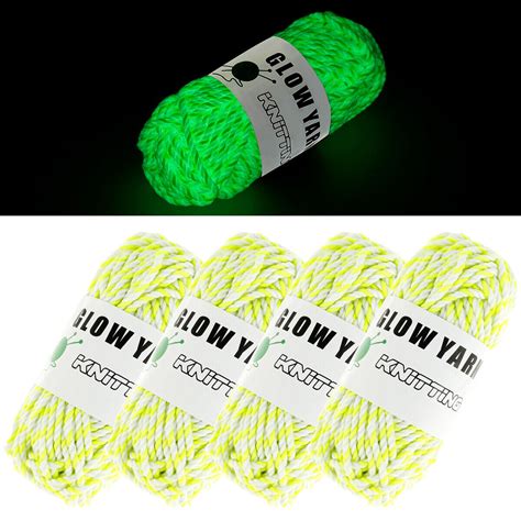 4 Rolls Glow In The Dark Yarn 27 Yard Luminous Yarn For Crocheting Glow