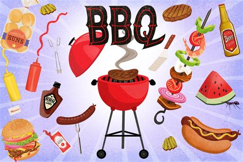 Bbq Cookout Clip Art Graphics Illustrations Design Bundles