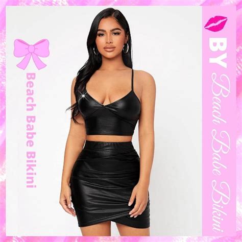 Zuma Crop Cami V Neck Top Black Shine Beach Babe Bikini