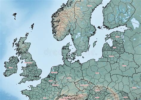 Mappa Del Continente Nordoccidentale Illustrativa Con Paesi E Regioni