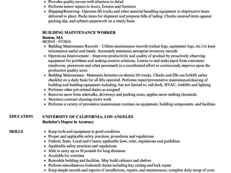 Maintenance Resume Sample Building Maintenance Worker Resume Samples