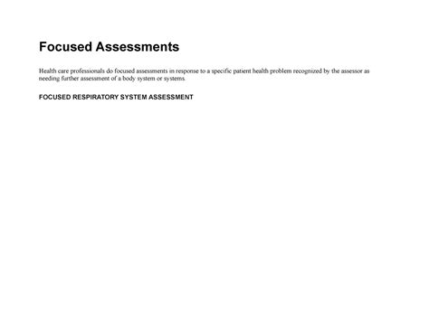 Focused Assessments For Additional Notes For Health Assessment Focused Assessments Health