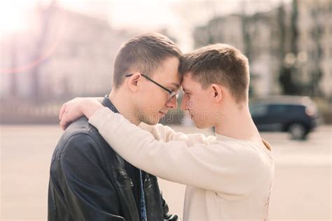 Romantic Gay Couple At The City Stock Image Image Of Male Nature 224483771