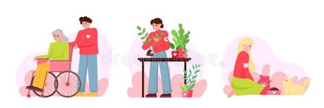 Set of Young People from Volunteering Organization Stock Vector ...