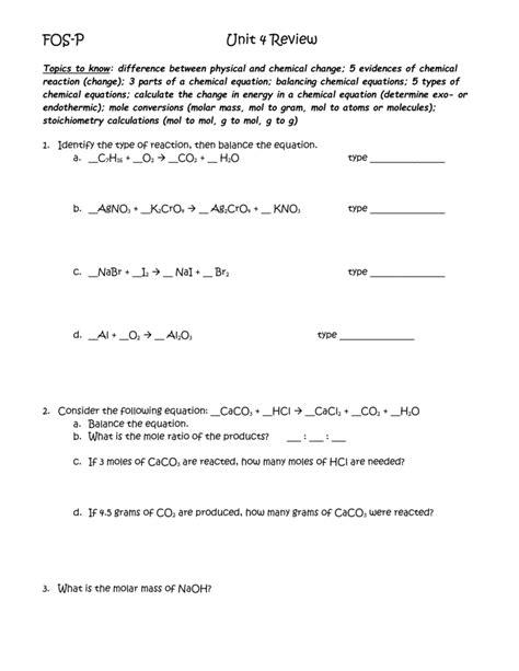 Mole Ratios Worksheet Answer Key