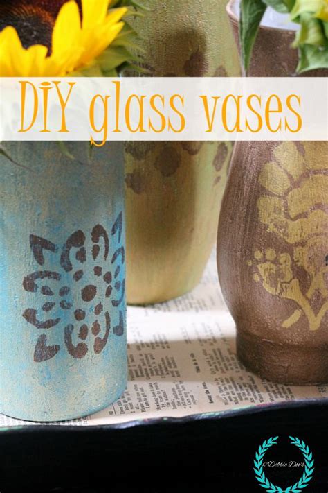 Painted Glass Vases With Chalky Paint And Stencils