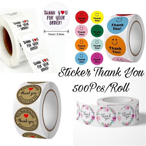 Jual Thank You Sticker Label Roll Isi Pcs Shopee Indonesia