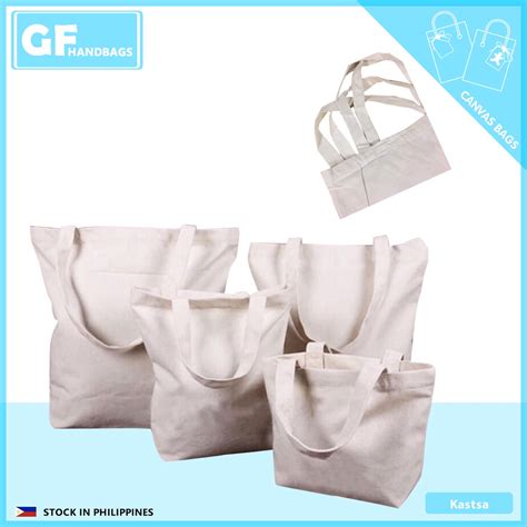 Pcs Canvas Tote Bag White Plain Shoulder Katsa Bag Sling Bag Shopee