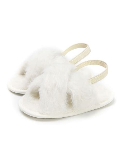 Wholesale Solid Color Baby Girl Faux Fur Slipper Indoor