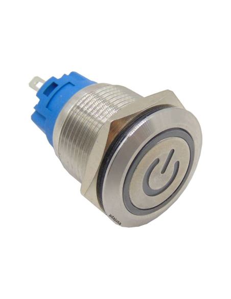 Vandal Resistant Illuminated Push Button Switch 19mm 1 Contact Blue