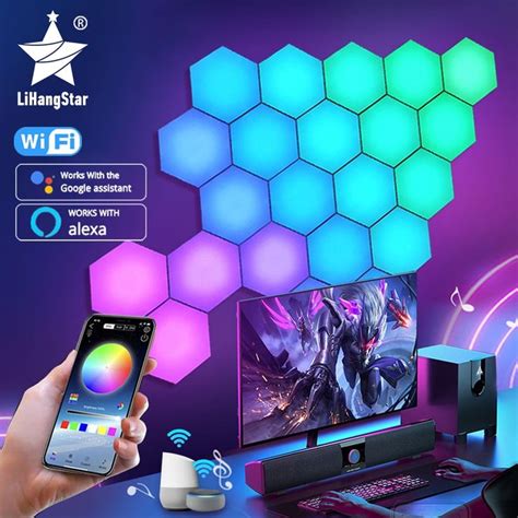 Rgb Led Hexagon Gaming Lights App And Remote Control Geometric