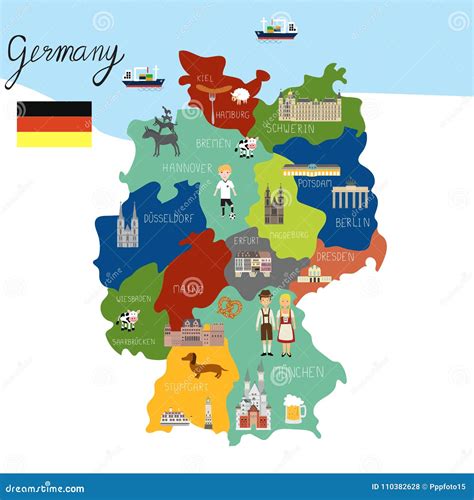 Germany Map Vector Stock Illustrations Germany Map Vector