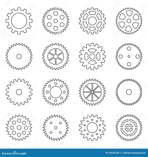 Sistema De Esquemas De Las Ruedas De Engranaje Ejemplo Del Vector