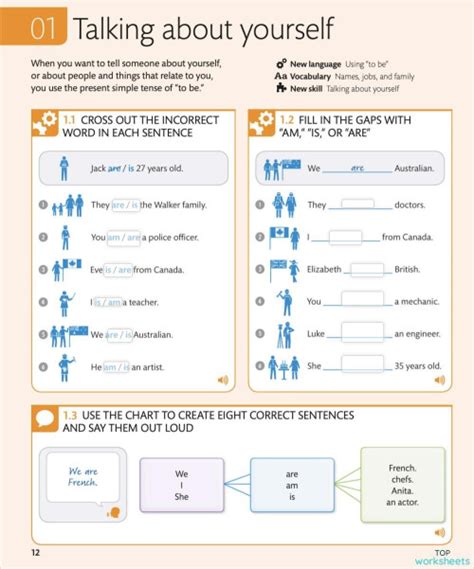 Talking About Yourself Level 2 D Interactive Worksheet Topworksheets