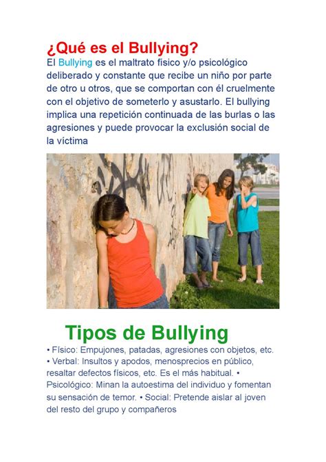 El Bullying Sus Caracteristicas Que Es Tipos Y Consecuencias