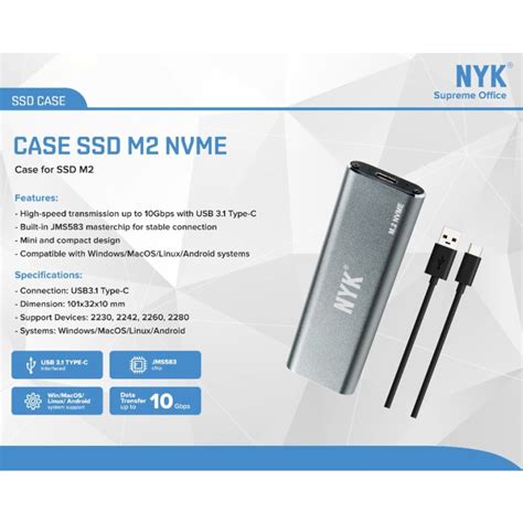 Jual Casing Ssd M2 M 2 Nvme External Nyk Aluminum Type C 10Gbps