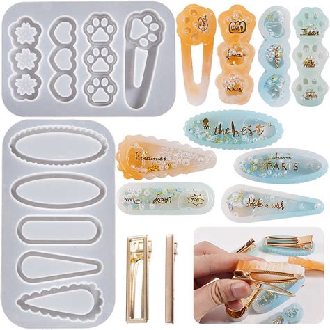 Barrette Resin Molds Quicksand Silicone Mold For Resin Hair Clip Mold