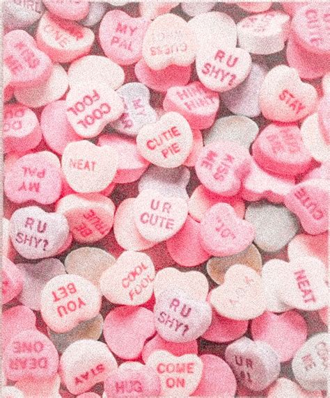 valentines aesthetic ♥candy conversation hearts ♥ pink and red hearts ...