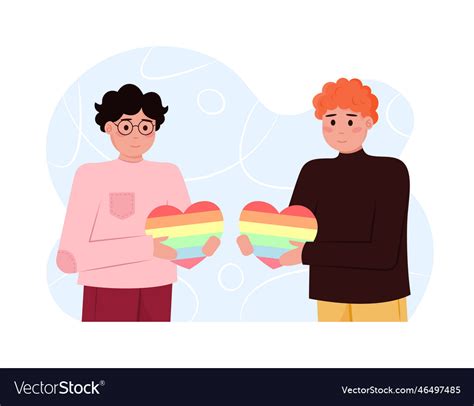 Cartoon Characters Of Gay Couple Supporting Equal Vector Image