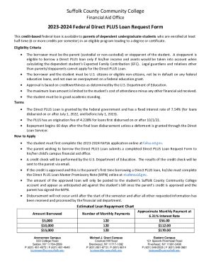 Fillable Online Federal Direct Plus Loan Request Form