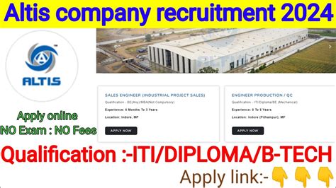 Altis Company Recruitment Altis Industries Pvt Ltd Altis