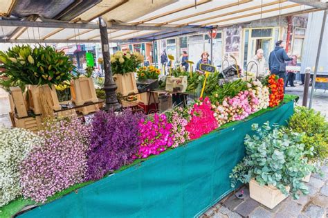 Paris France Fresh Flowers Retail Shop At Aligre Market Editorial