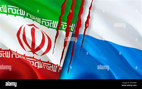 Iran And San Marino Flags With Scar Concept Waving Flag D Rendering