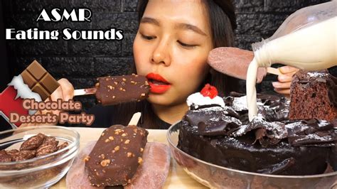 ASMR Best Desserts Combo Chocolate Cake With MILK Chocolate Ice