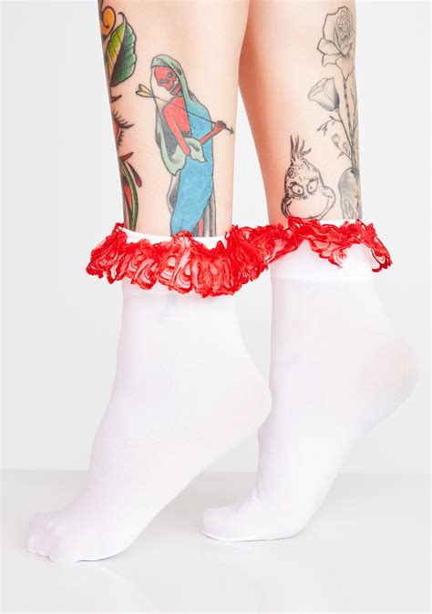 Opaque Ruffle Ankle Socks Dolls Kill