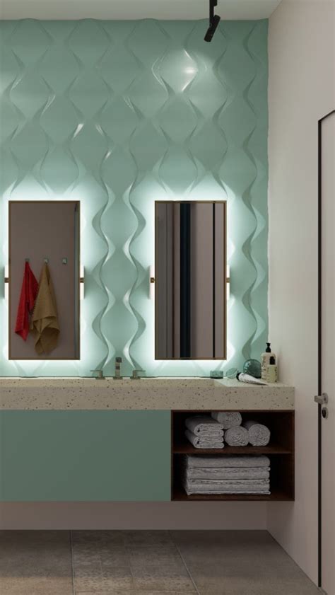 Luxury Bathroom Design with 3D Wall Panels