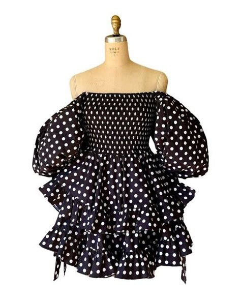 Caroline Constas Black White Polka Dot Coquette Cock… Gem