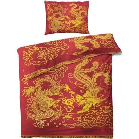 Housse De Couette 220X240 Chinoise Parure De Lit 2 Personnes Motif