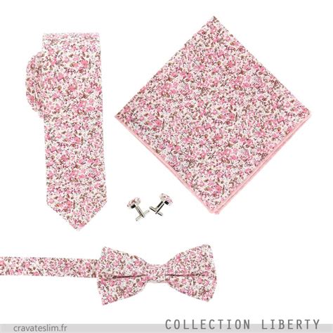 Pochette Costume Liberty Blanc Et Vieux Rose