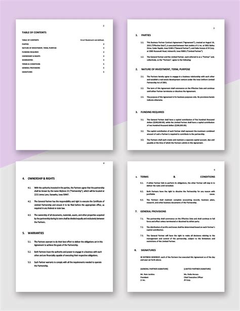 Business Partner Contract Agreement Template in Word, PDF, Google Docs ...