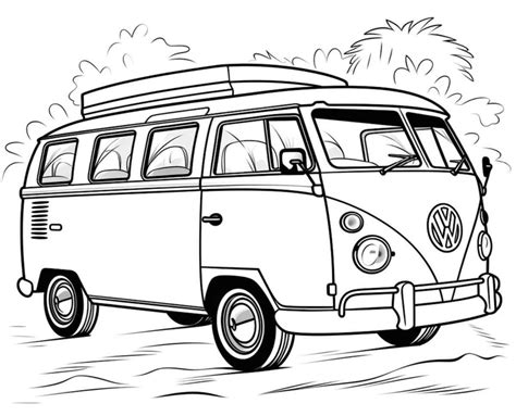 Volkswagen Kombi Colorir Coloriage Kolorowanki Combi Ausmalen