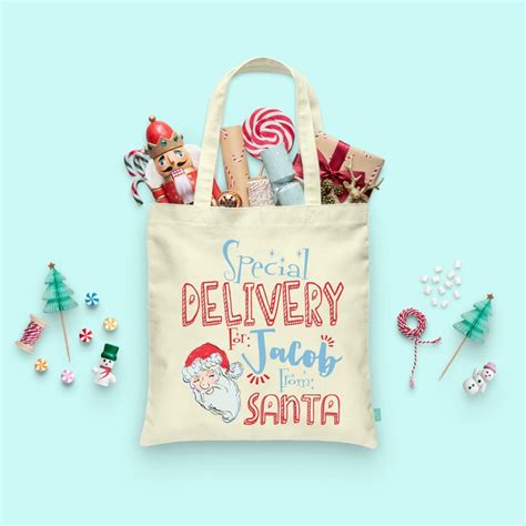 Personalized Christmas Tote Bag Customized Christmas T Etsy